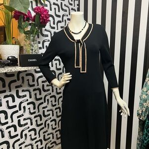 Talbots Black Dress with Gold Trim